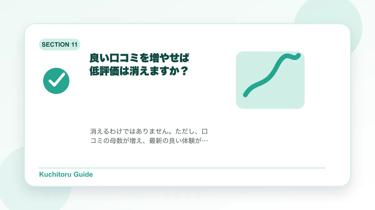 良い口コミを増やせば低評価は消えますか?の要点図解