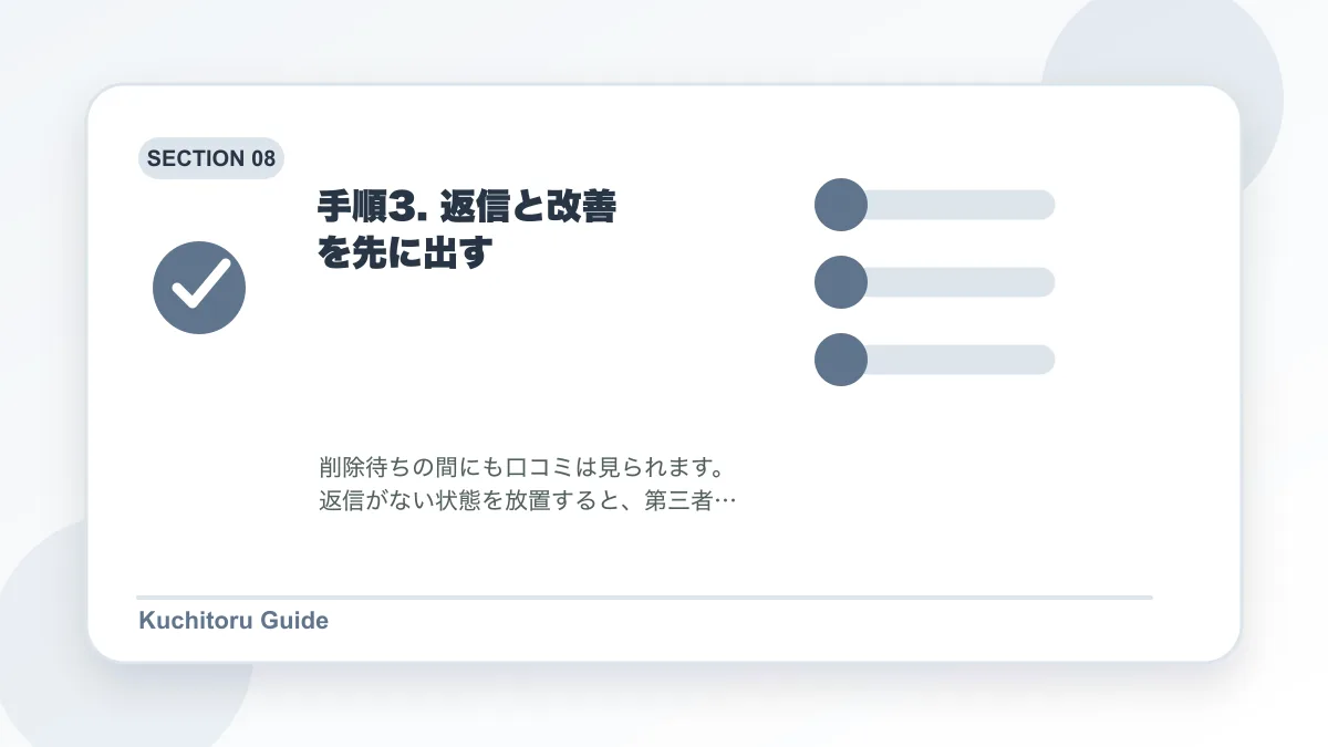 手順3. 返信と改善を先に出すの要点図解