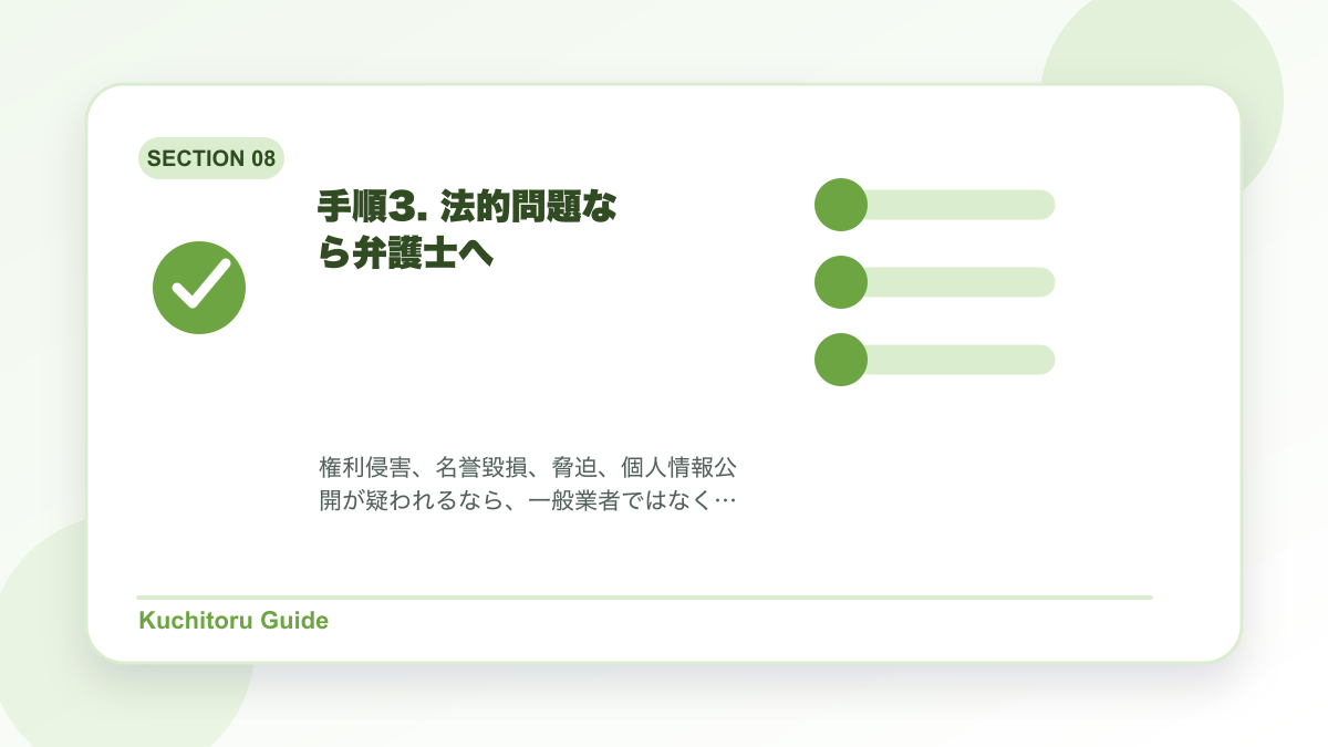 手順3. 法的問題なら弁護士への要点図解
